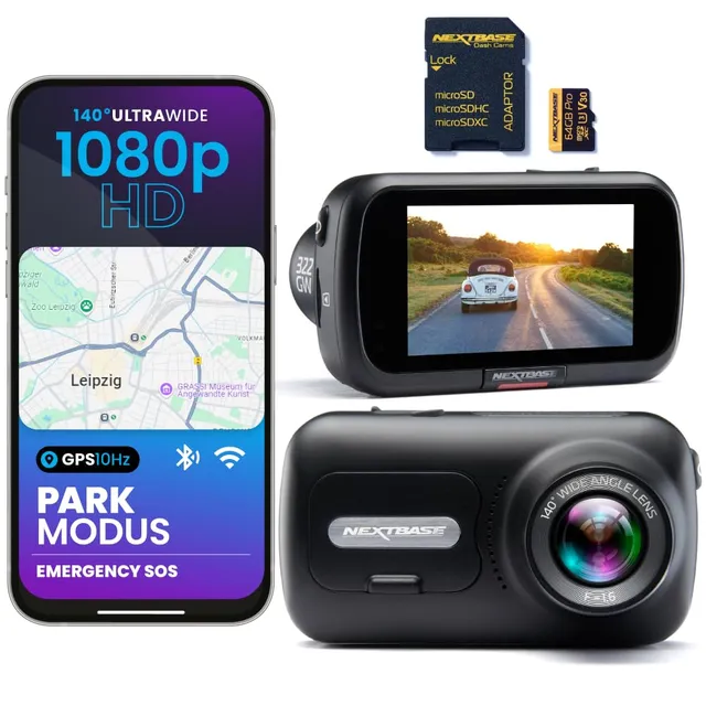 nextbase-322gw-dashcam-auto-vorne-1080p-60fps-mit-parkmodus-und-64gb-microsd image 1