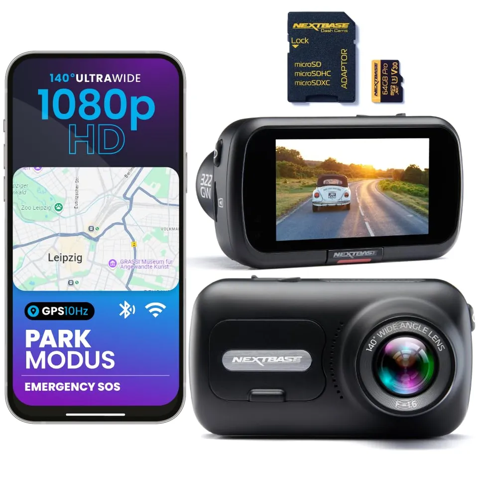 nextbase-322gw-dashcam-auto-vorne-1080p-60fps-mit-parkmodus-und-64gb-microsd image 1