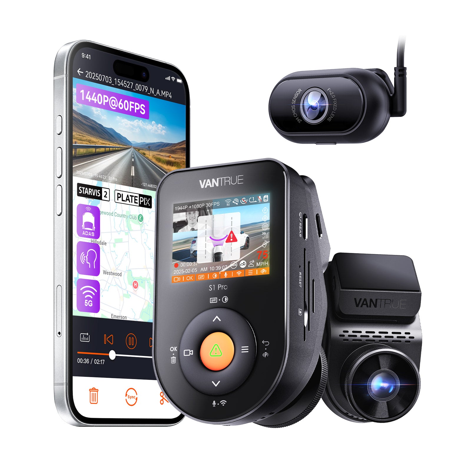 vantrue-s1-pro-dms-1ch-dashcam-2-5k-mit-fahrer-berwachung image 2