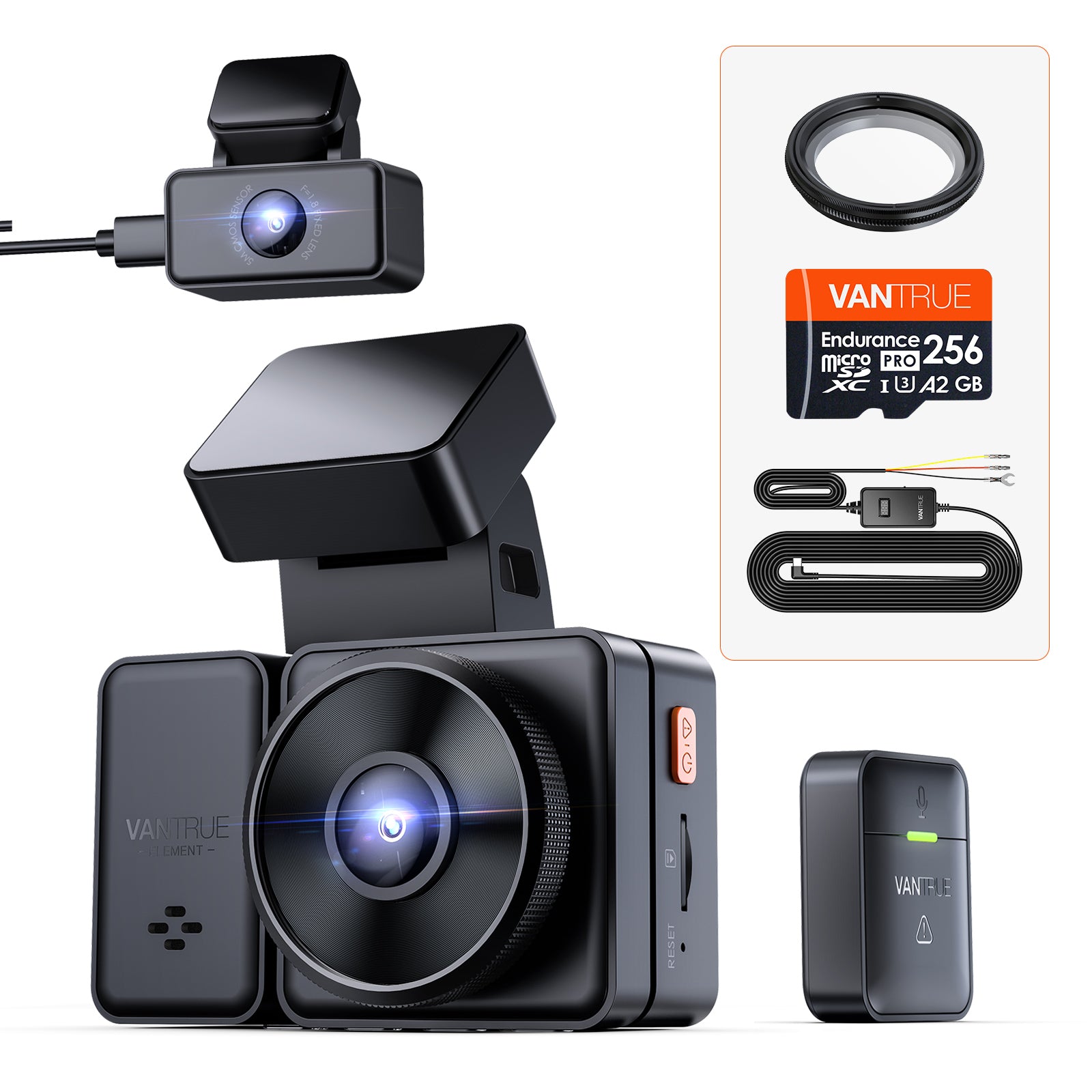 vantrue-e2-dashcam-bundle-mit-vp05-hardwire-kit-cpl-und-256gb-karte image 1