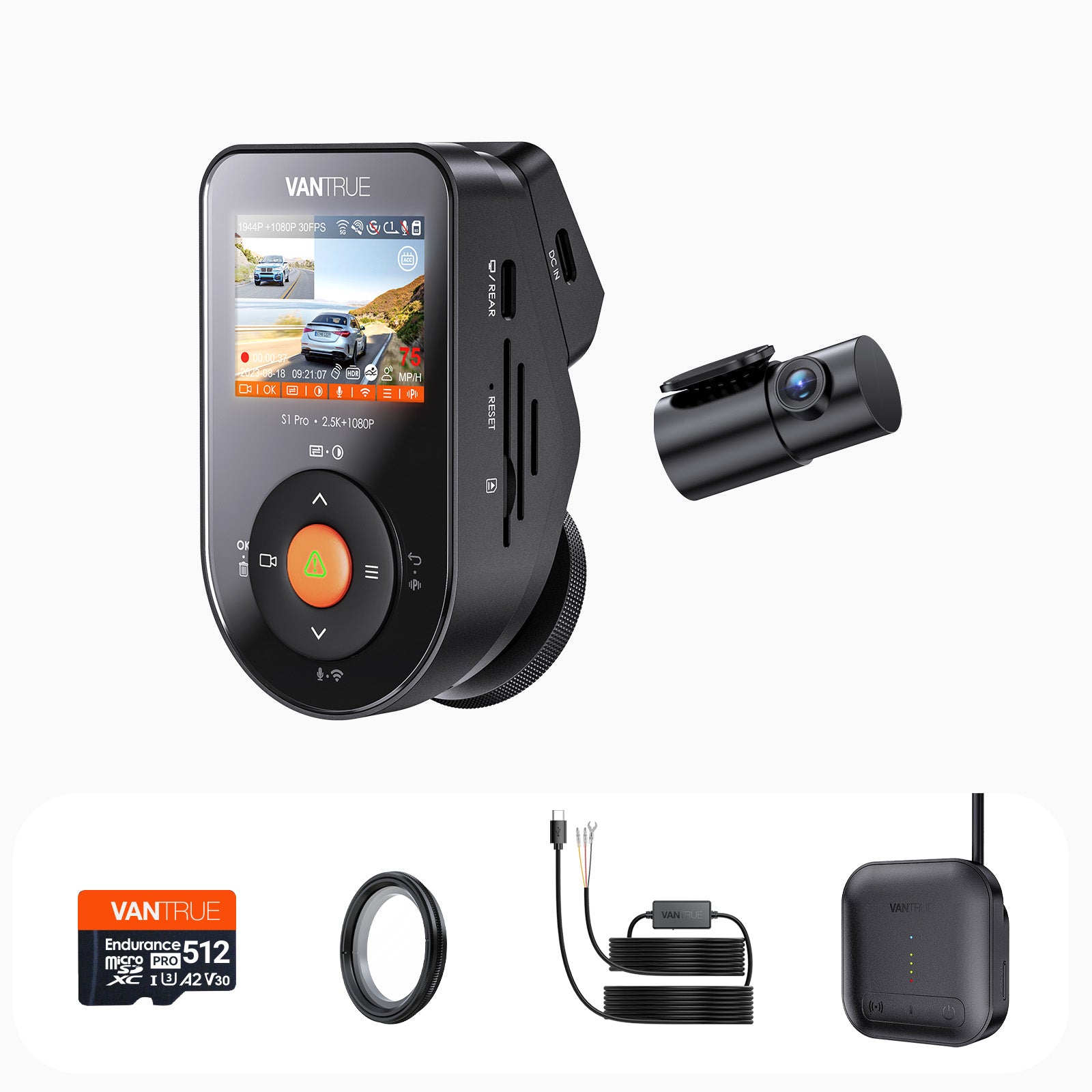 vantrue-s1-pro-2ch-dashcam-bundle-mit-4g-lte-modul-vp03-512gb-cpl image 1