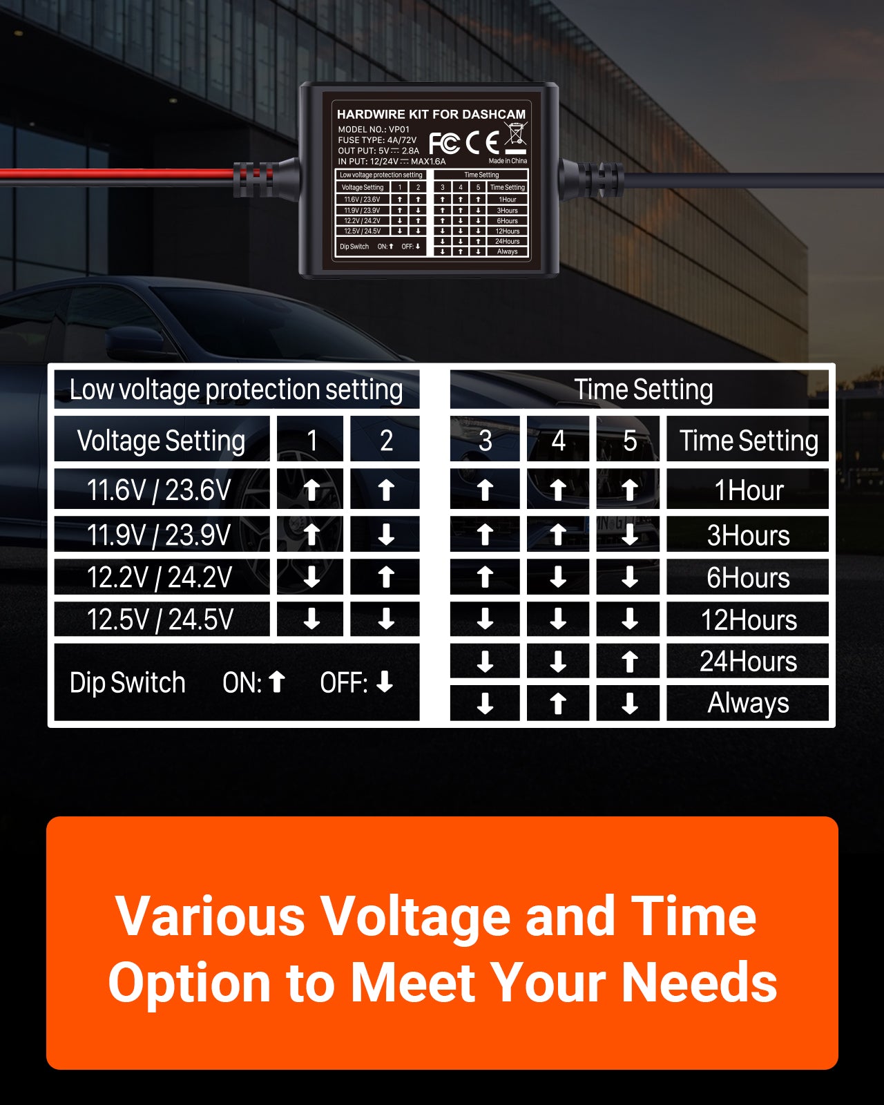 vantrue-3-lead-acc-hardwire-kit-mit-5-stufigem-batterieschutz image 6