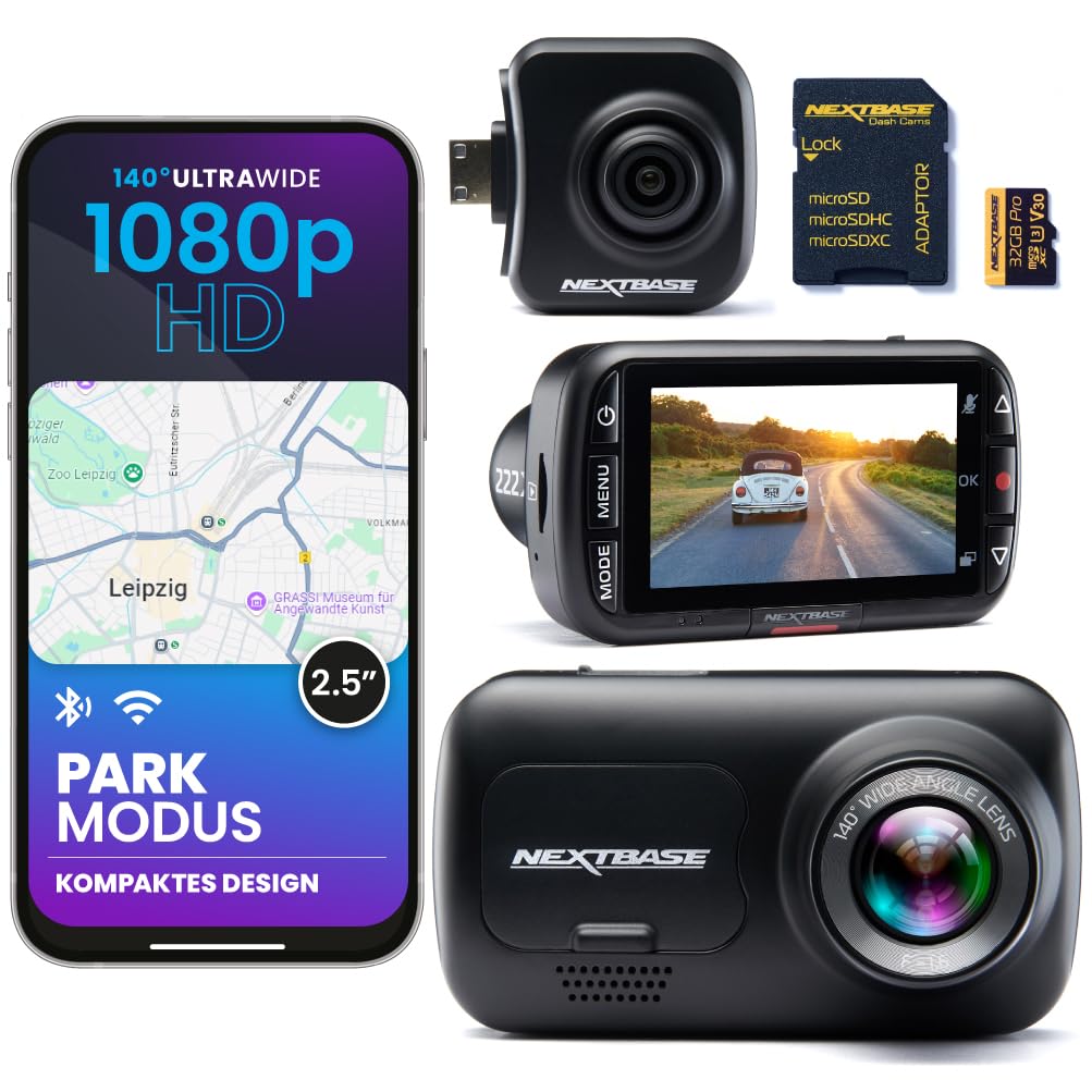 nextbase-222x-dashcam-auto-vorne-hinten-1080p-mit-32gb-microsd image 1