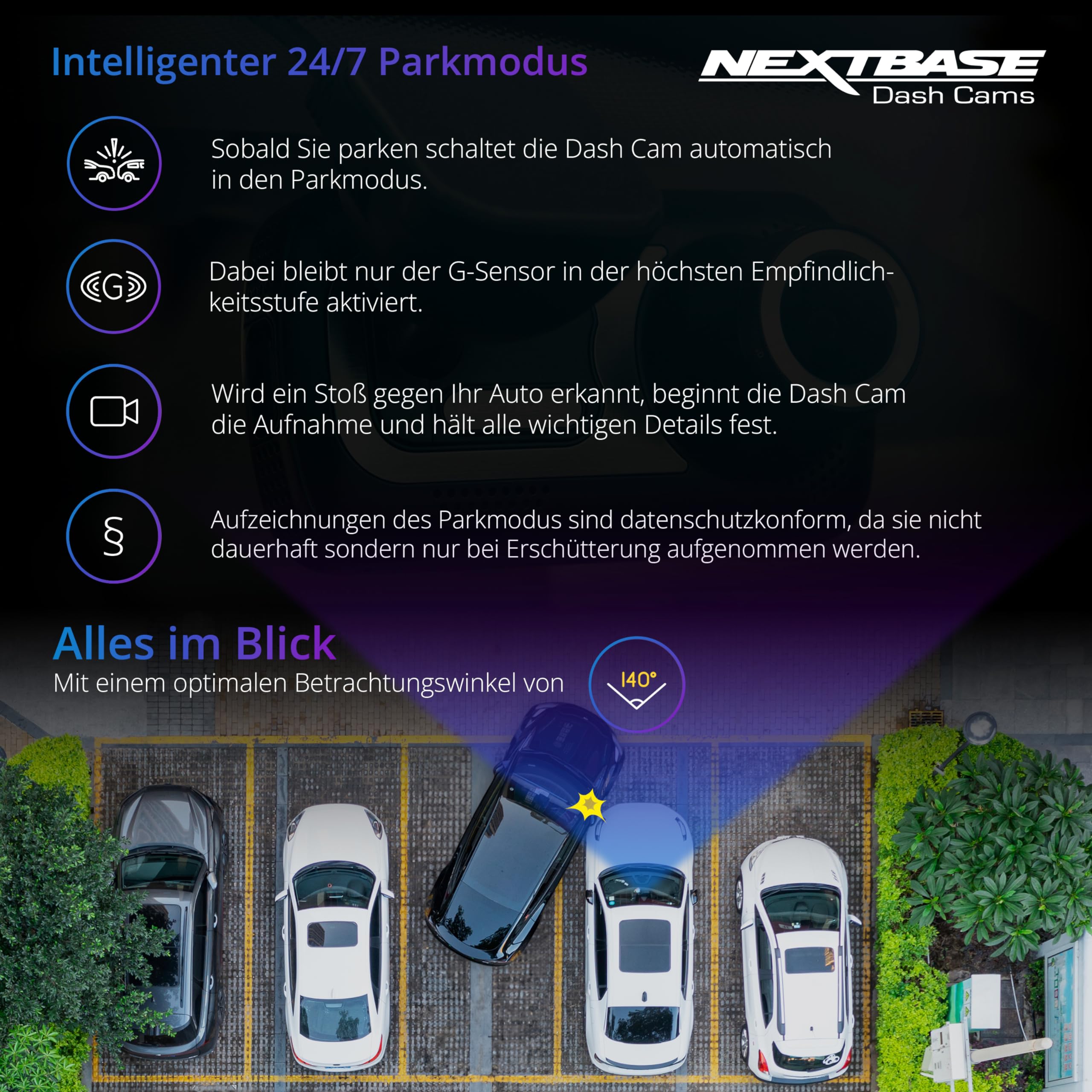 nextbase-322gw-dashcam-auto-vorne-1080p-60fps-mit-parkmodus-und-64gb-microsd image 4