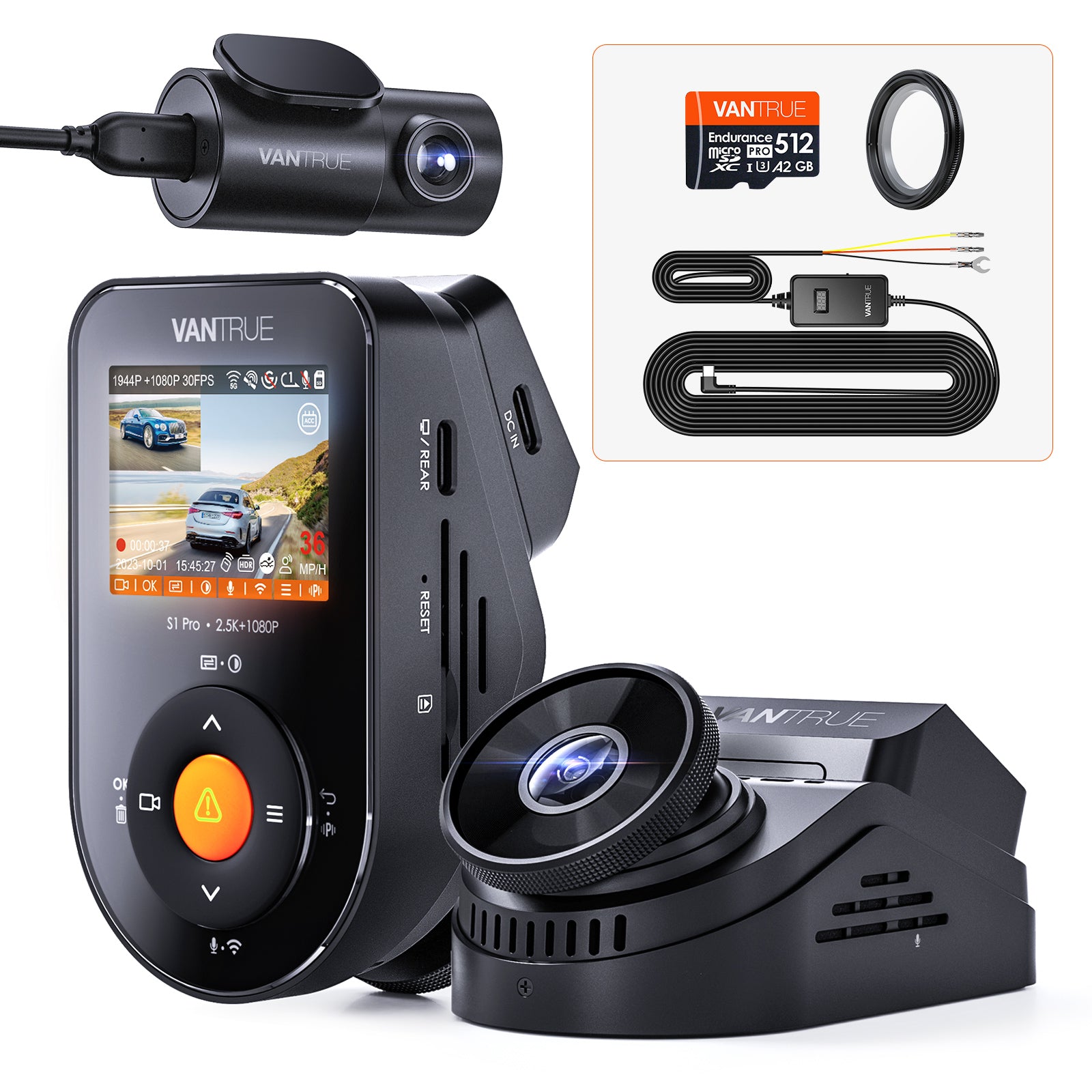 vantrue-s1-pro-dashcam-bundle-mit-vp05-cpl-512gb-karte image 1
