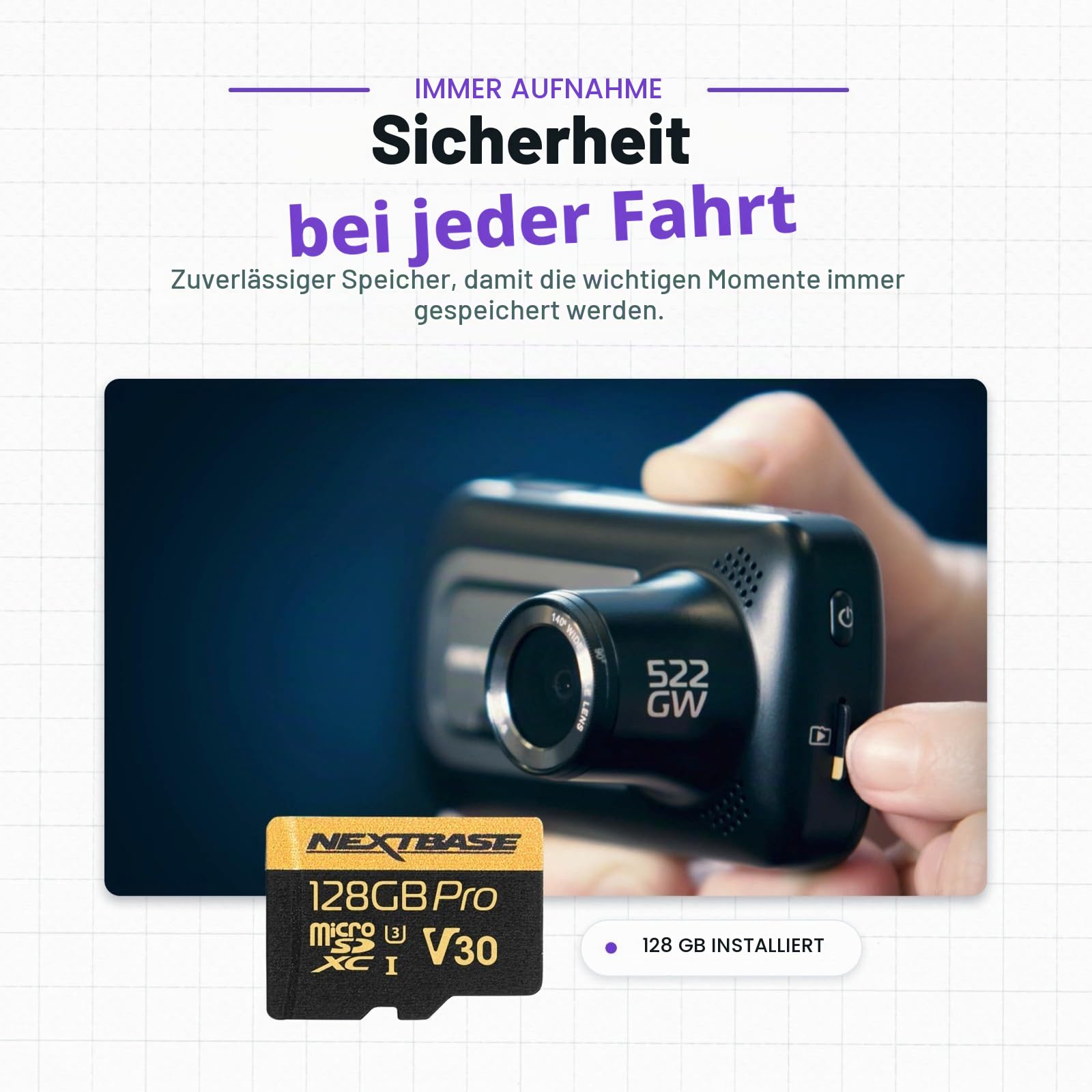 nextbase-serie-2-128gb-u3-micro-sd-karte-mit-adapter-dashcam-speicherkarte image 8