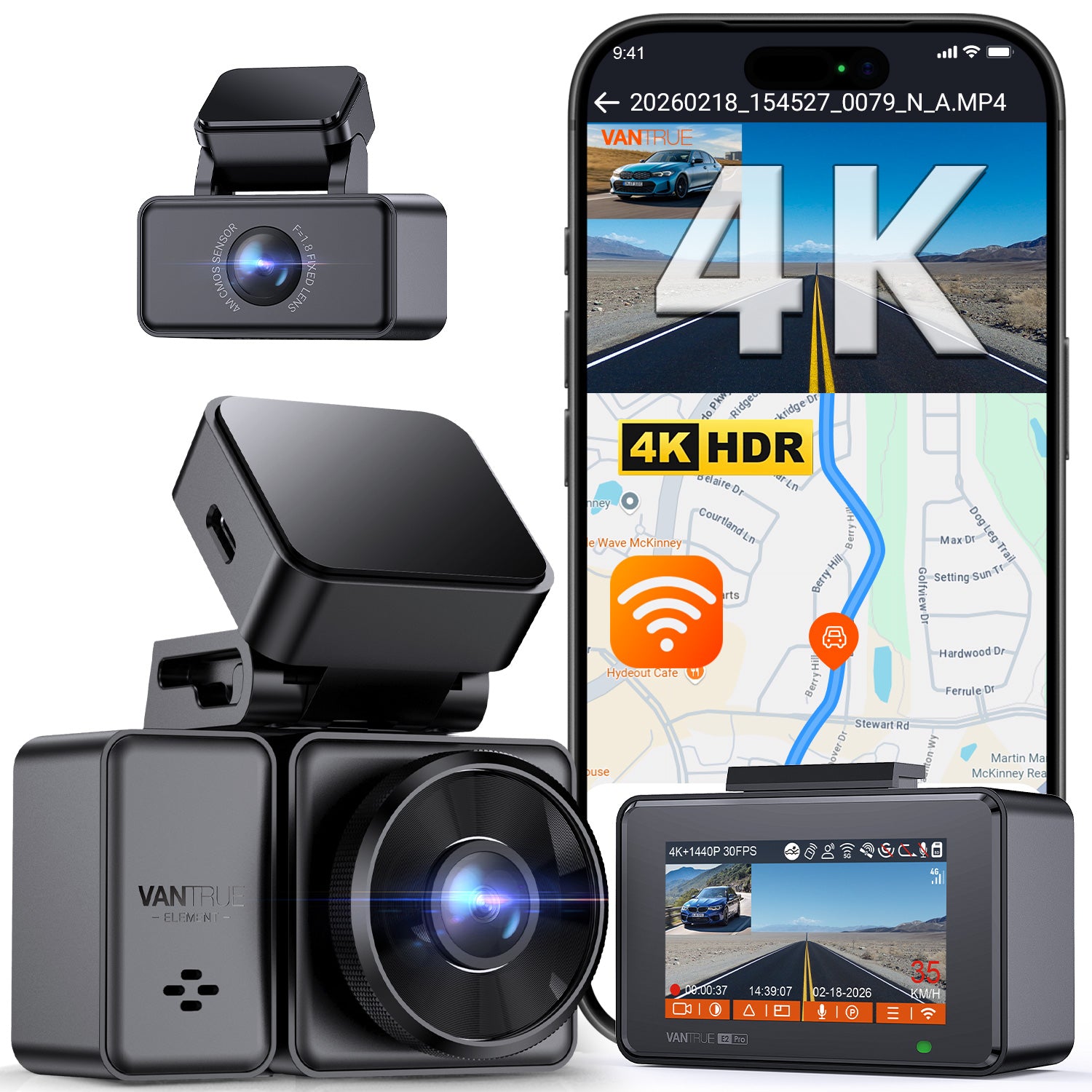 vantrue-element-2-pro-front-rear-dashcam-4k-2k-dual-hdr-park-berwachung image 2