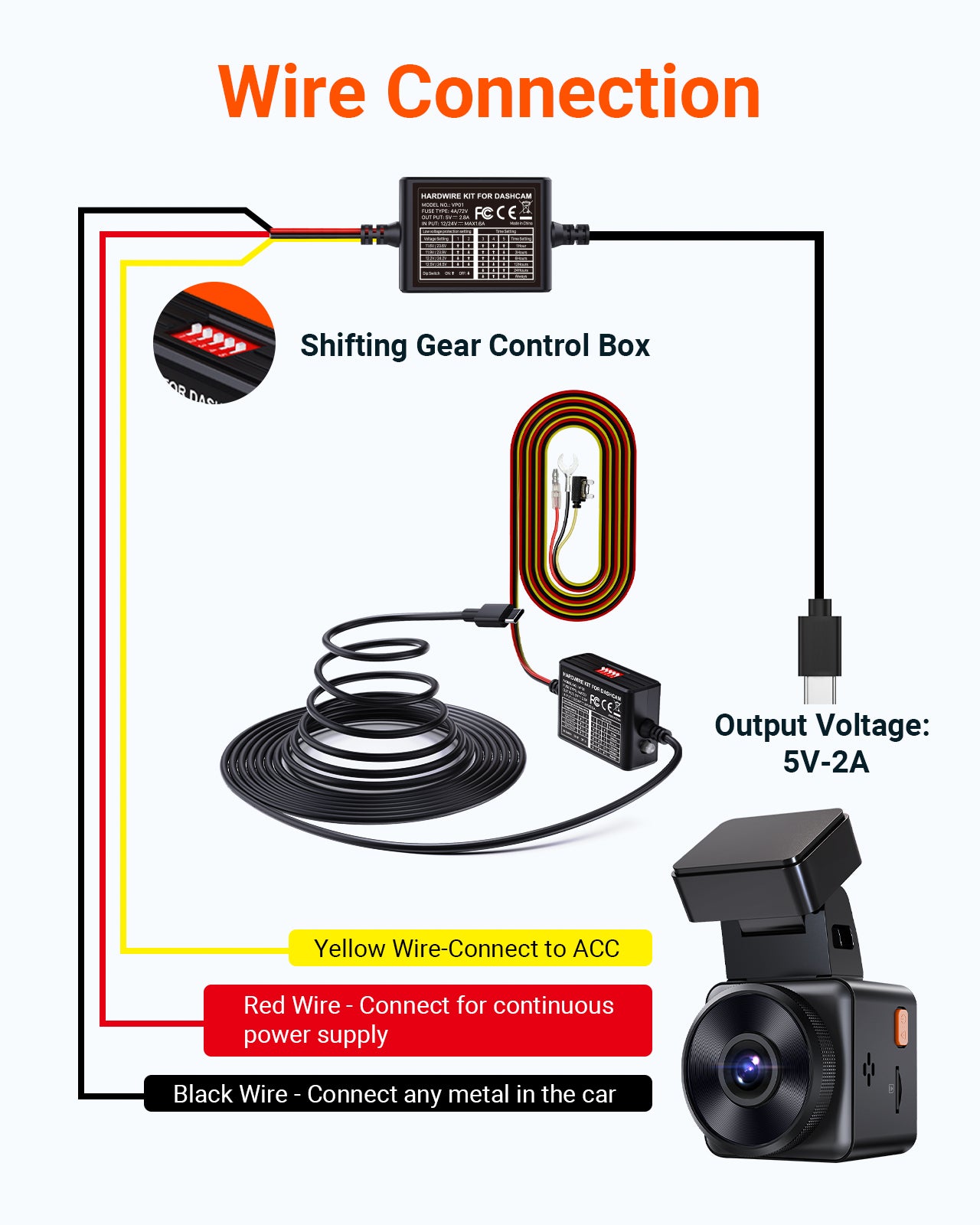 vantrue-3-lead-acc-hardwire-kit-mit-5-stufigem-batterieschutz image 2