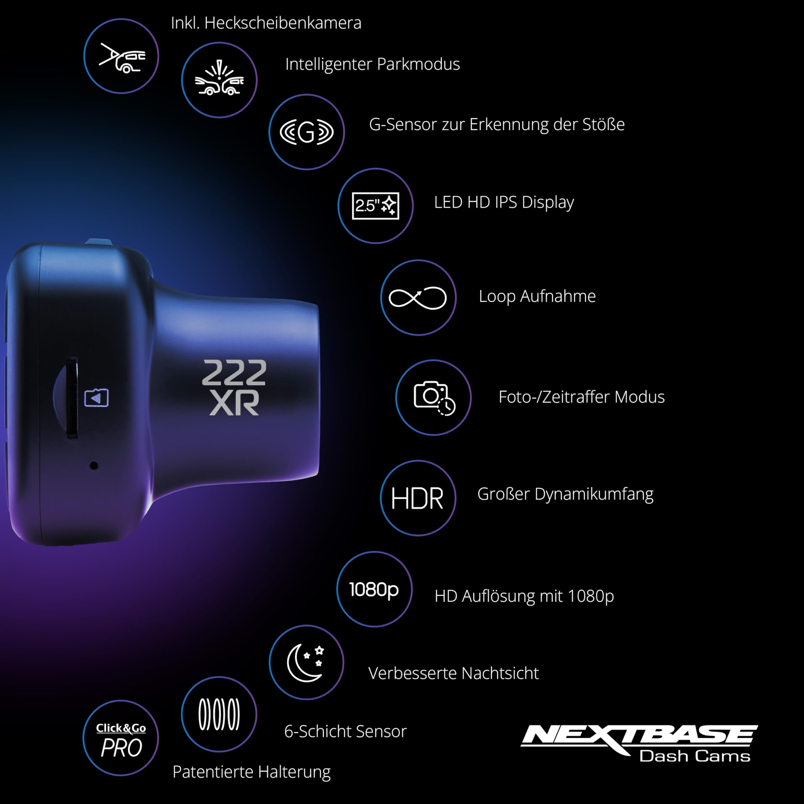 nextbase-222xr-dashcam-vorne-hinten-1080p-hd-park-berwachung image 7