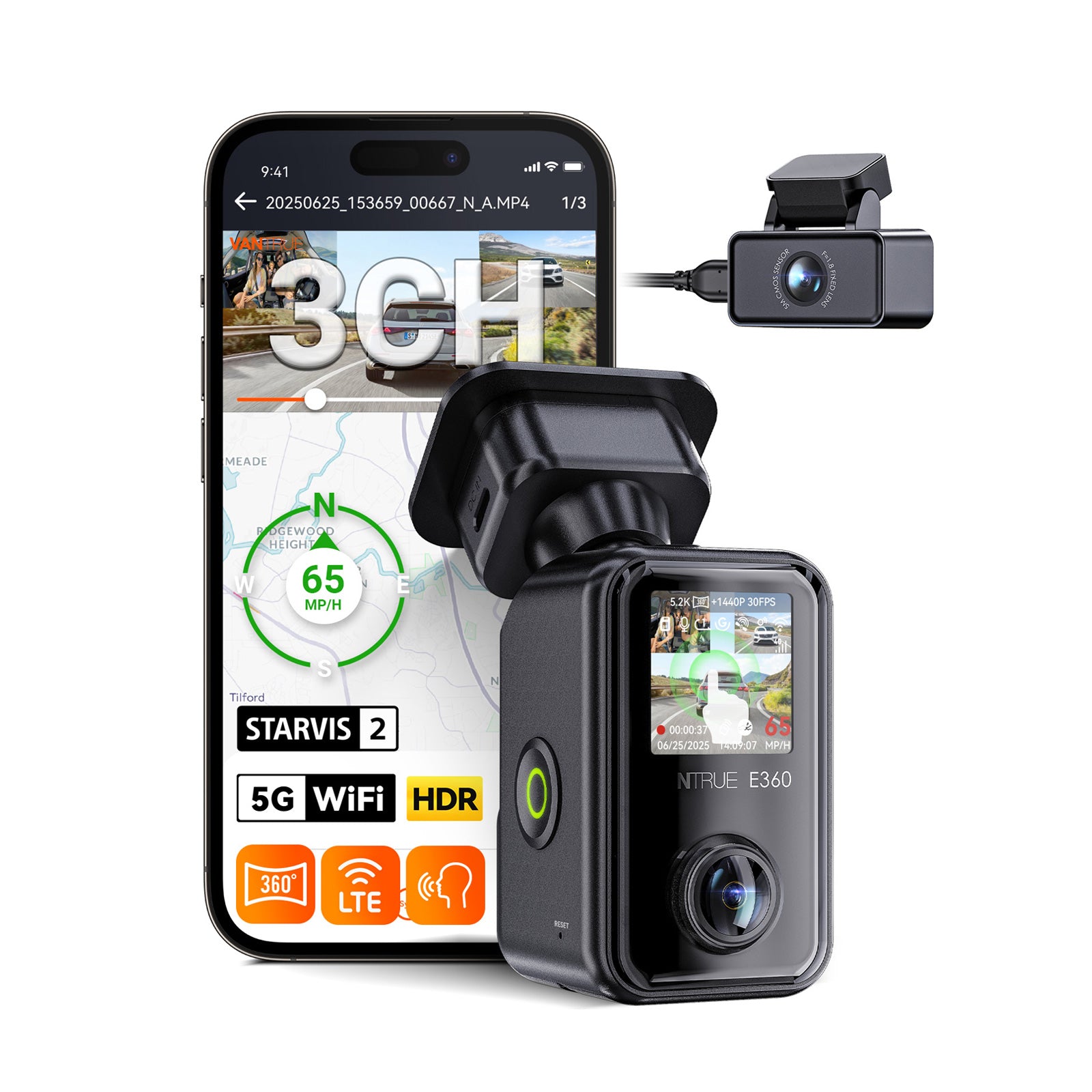 vantrue-e360-e360-ace-dashcam-5-2k-360-grad-panorama-mit-sony-sensor image 2
