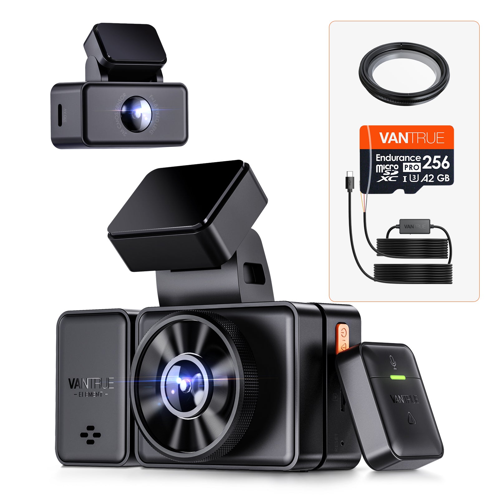 vantrue-e3-dashcam-bundle-mit-vp05-cpl-256gb-karte image 1
