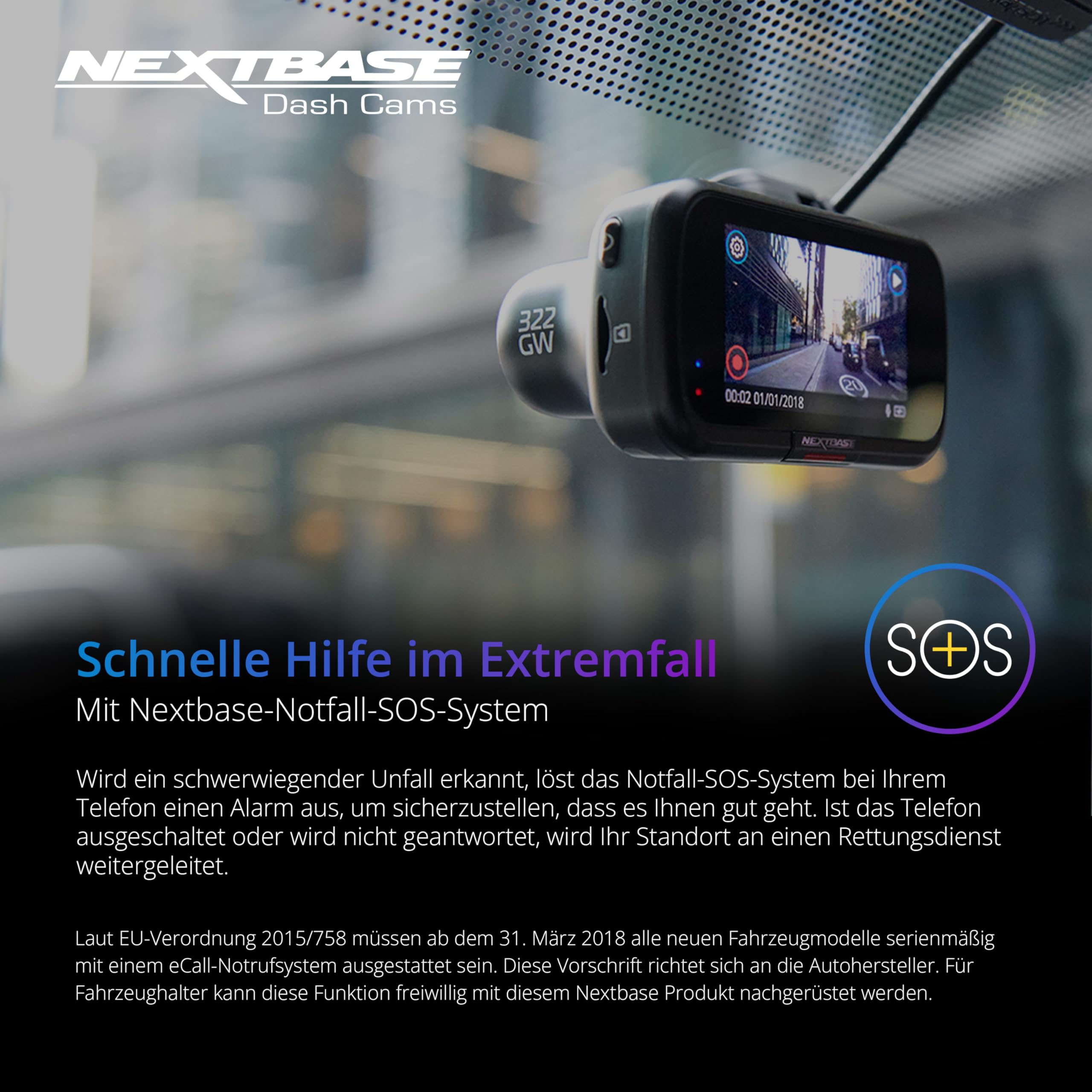 nextbase-322gw-dashcam-auto-vorne-1080p-60fps-mit-parkmodus-und-64gb-microsd image 5