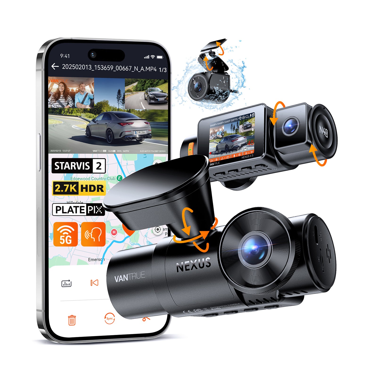vantrue-nexus-4s-n4s-3-kanal-dashcam-2-7k-2-5k-mit-hdr-gps-und-park-berwachung image 1