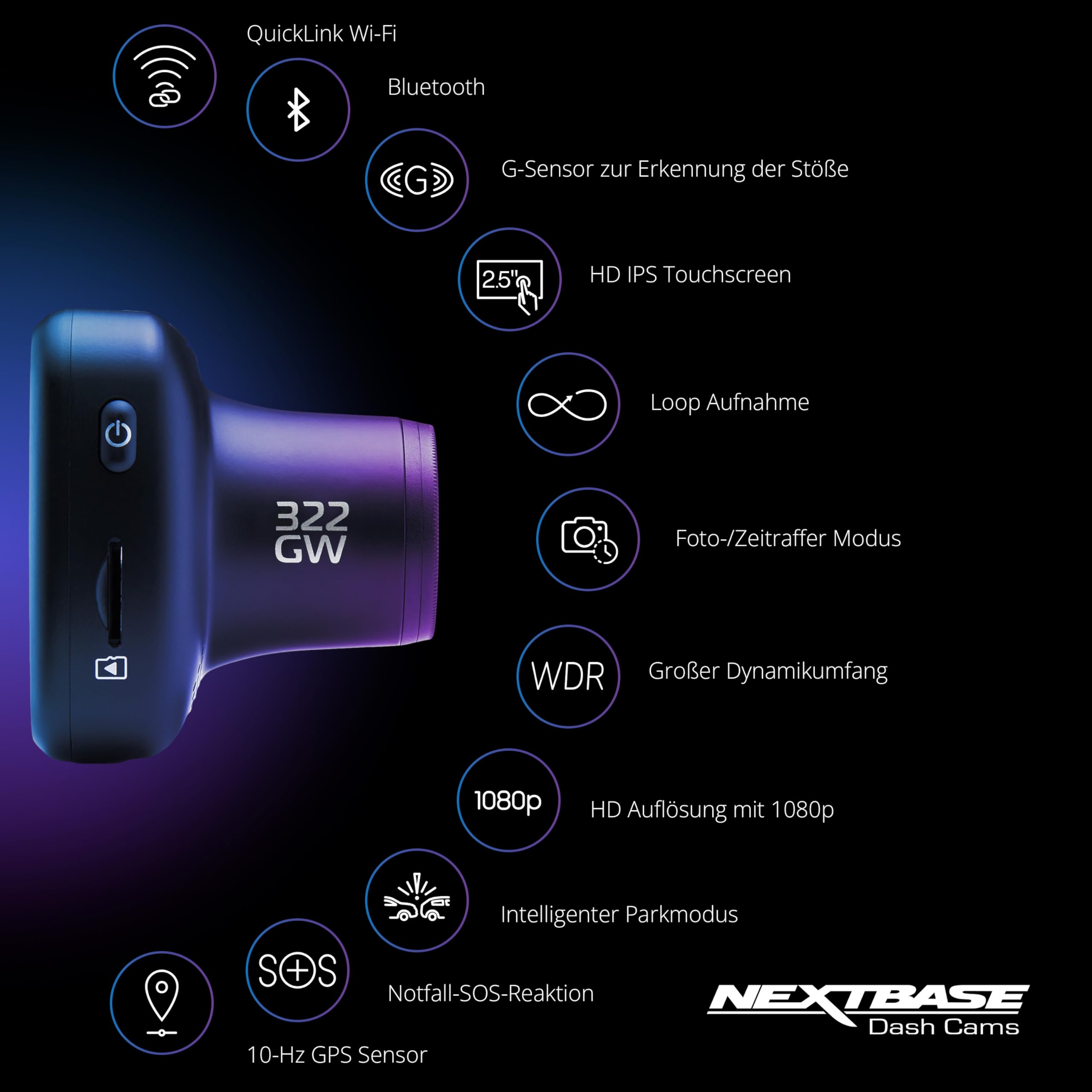nextbase-322gw-dashcam-auto-vorne-1080p-60fps-mit-parkmodus-und-64gb-microsd image 6